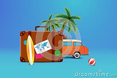 Travel in the caravan around the World Stock Photo