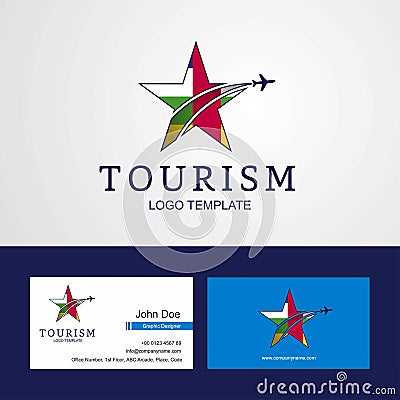 Travel Central African Republic flag Creative Star Logo and Business card design Vector Illustration
