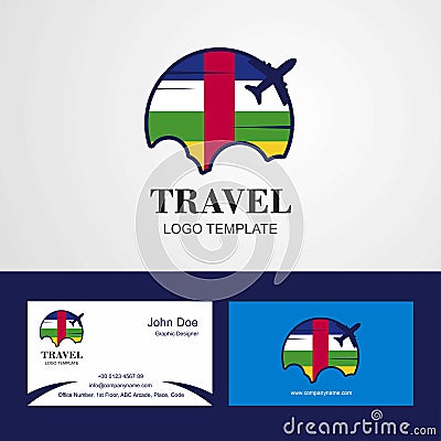 Travel Central African Republic Flag Logo and Visiting Card Design Vector Illustration