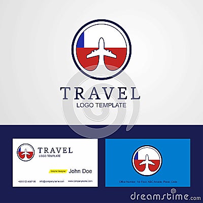 Travel Chile Creative Circle flag Logo and Business card design Vector Illustration