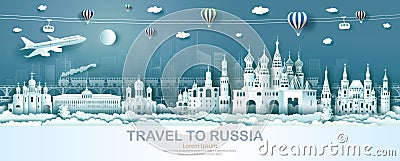 Travel city of Russia top world famous palace and castle architecture Vector Illustration