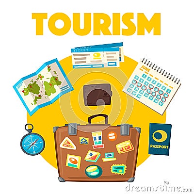 Travel collection. Vacation theme. Cartoon vector illustration. Vector Illustration