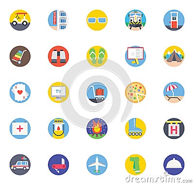 Travel Color Isolated Vector Icons set that can be easily modified or edit Stock Photo