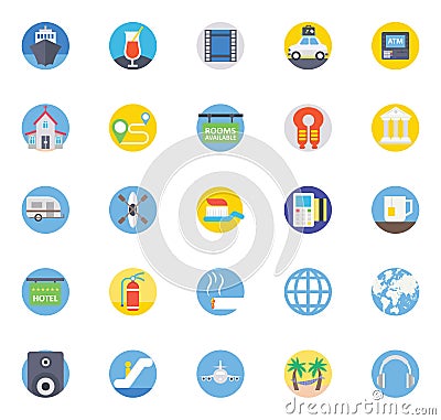 Travel Color Vector Icons set that can be easily modified or edit Stock Photo