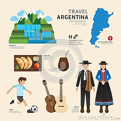 Travel Concept Argentina Landmark Flat Icons Design .Vector Illustration Vector Illustration