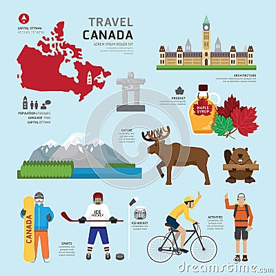 Travel Concept Canada Landmark Flat Icons Design . Vector Vector Illustration