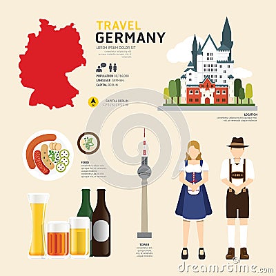 Travel Concept Germany Landmark Flat Icons Design .Vector Vector Illustration