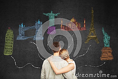 Travel concept with honeymoon couple Stock Photo