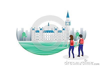 Travel concept, Men and women tourists who are walking in the England. Stock Photo
