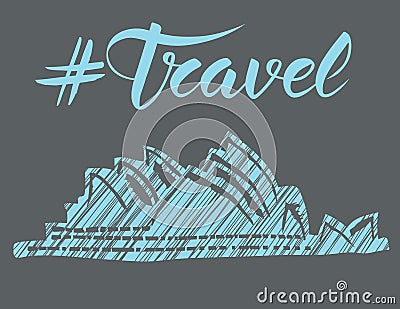 Travel concept with monument Vector Illustration