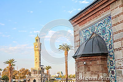 Travel concept photo; Turkey / Izmir / Konak / Historical Old Clock Tower / Konak Square Stock Photo