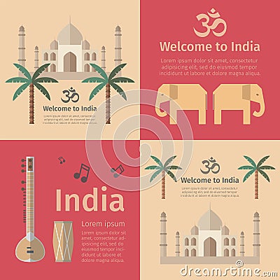 Travel concept posters of India. Vector Illustration