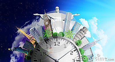 Travel concept. Time zones. Editorial Stock Photo