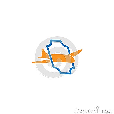 Travel Deal Logo Ticket Trip Travel plane company with ticket logo icon mobile app software. Travel logo design, airplane vector i Vector Illustration