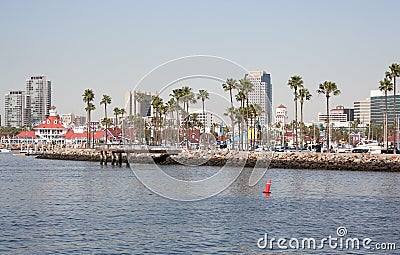 Travel destination cityscape and shoreline of Long Beach California Editorial Stock Photo
