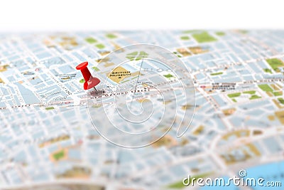 Travel destination map push pin Stock Photo