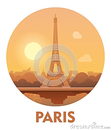 Travel destination Paris icon Vector Illustration