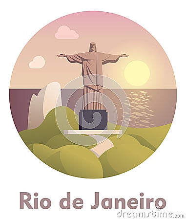Travel destination Rio de Janeiro icon Vector Illustration