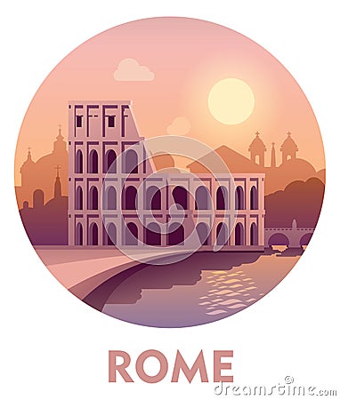 Travel destination Rome Vector Illustration