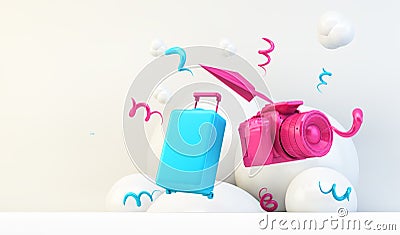 travel essentials illustration 3d rendering Stock Photo