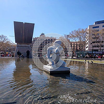 Barcelona dowtown sculptures Editorial Stock Photo