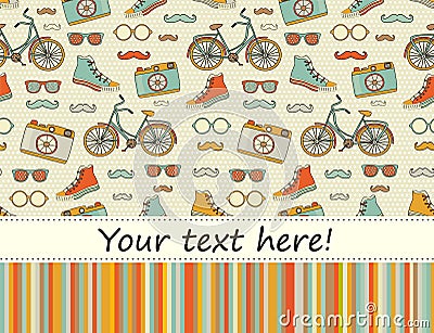 Travel Europe seamless hipster Background with place for text. Vector Illustration