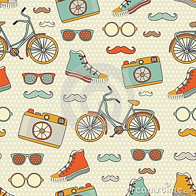 Travel Europe seamless hipster Background with place for text. Vector Illustration