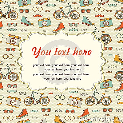 Travel Europe seamless hipster Background with place for text. Vector Illustration