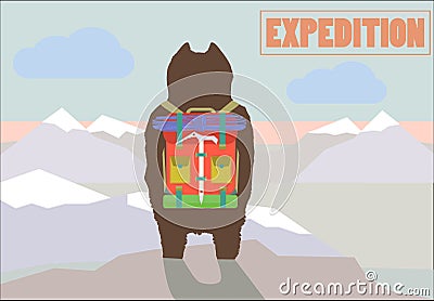 Travel Expedition concept illustration with Hiker Vector Illustration