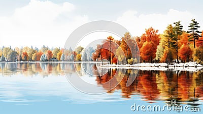 travel fall border leaves serene Cartoon Illustration