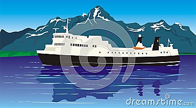 Travel - ferry boat Vector Illustration