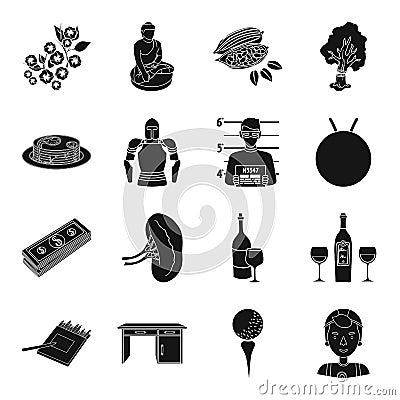 Travel, finance, medicine and other web icon in black style. Vector Illustration