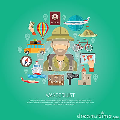 Travel Flat Color Concept Vector Illustration