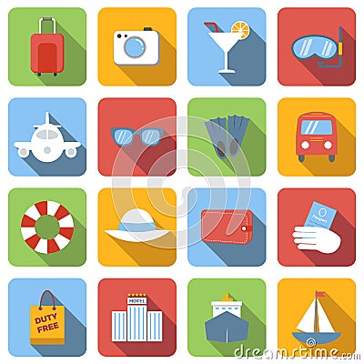 Travel flat icons set Vector Illustration