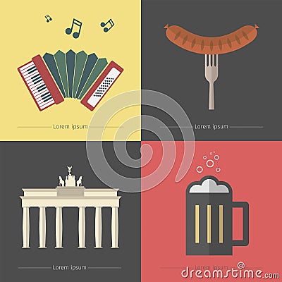 Travel Germany. Flet icons. Vector Illustration