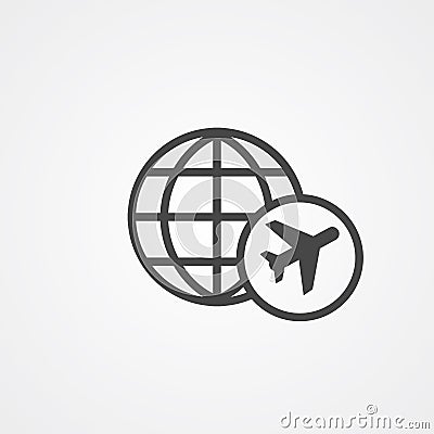 Travel globe vector icon sign symbol Vector Illustration