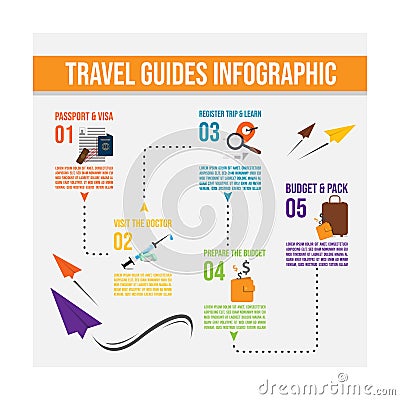 Travel guides infographic template design Vector Illustration