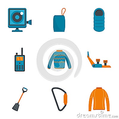 Travel hiking icon set, flat style Vector Illustration