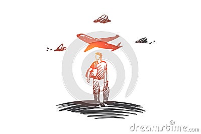 Travel, holiday, business trip, vacation concept. Hand drawn isolated vector. Vector Illustration