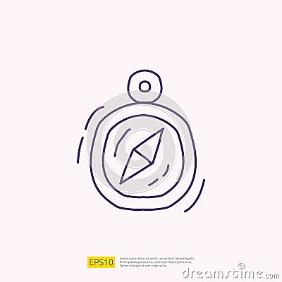 travel holiday tour and vacancy concept vector illustration. compass doodle linear icon sign symbol Vector Illustration