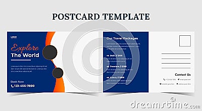 travel holidays postcard template, holidays postcard design Vector Illustration