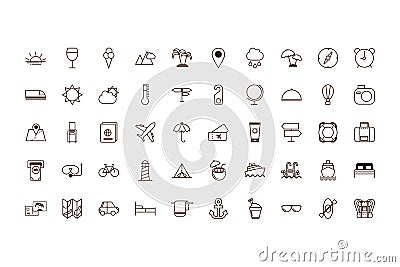 Isolated travel icon set line and fill vector design Vector Illustration