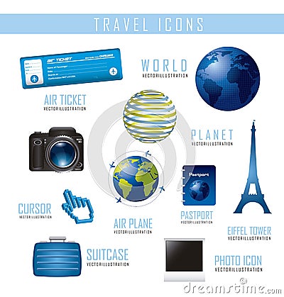 Travel icons Cartoon Illustration