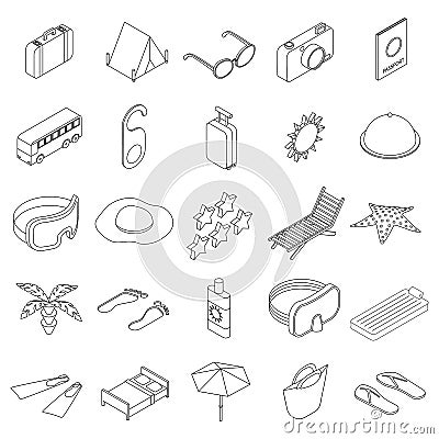 Travel icons set, isometric 3d style Vector Illustration