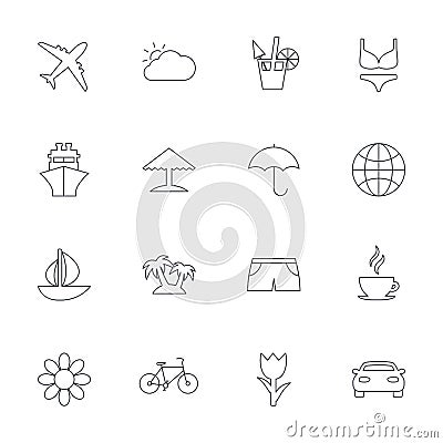 Travel icons. Ship, plane and car transport Vector Illustration