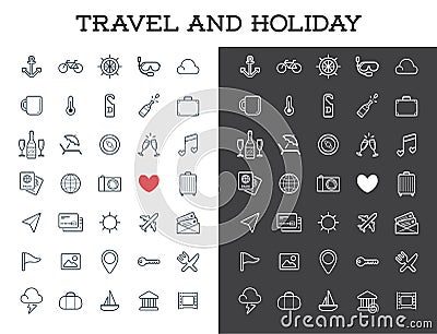 Travel Icons Vector Set, Great for All Purposes Stock Photo