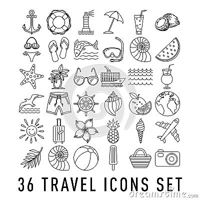 36 Travel Icons Vector Set, Great for All Purposes like Print Web or Mobile Apps Collection Vector Illustration