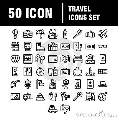 Travel Icons Vector Set, Great for All Purposes like Print Web or Mobile Apps Stock Photo