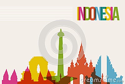 Travel Indonesia destination landmarks skyline background Vector Illustration