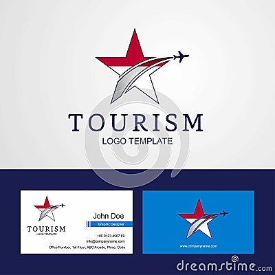 Travel Indonesia flag Creative Star Logo and Business card design Vector Illustration